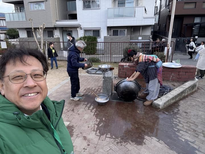 お餅つきの後片づけ、最後までお疲れ様ですin高丸